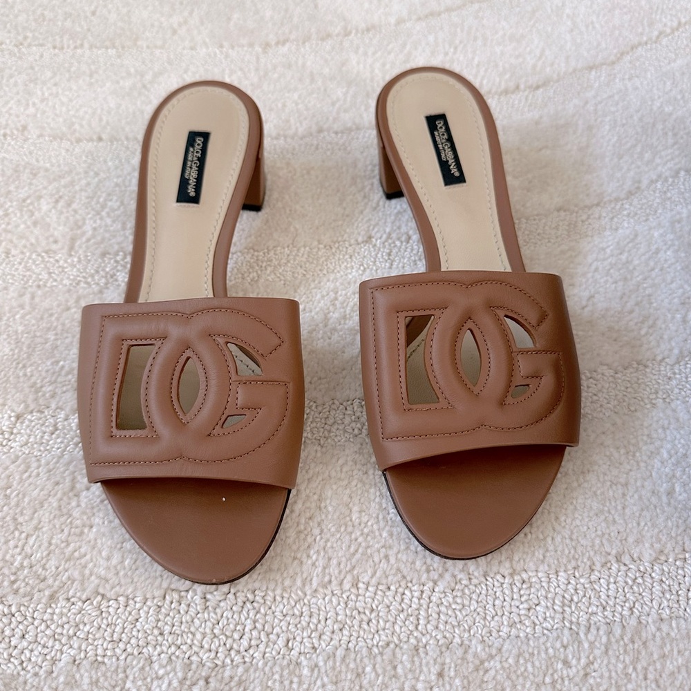 Dolce & Gabbana Slide Sandals with Block Heel Size 38